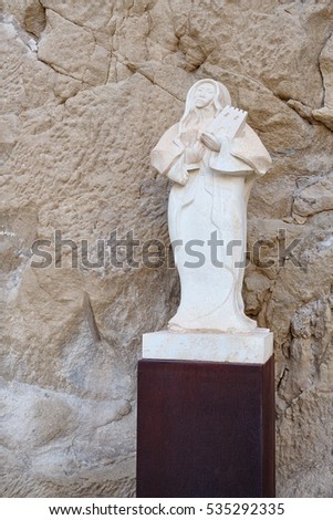 Sculpture of St. Barbara in Ruins Alicante Castle