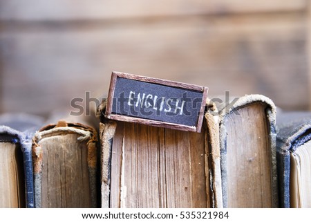 English tag and books Royalty-Free Stock Photo #535321984