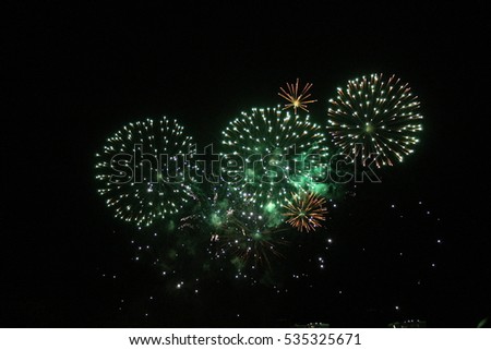 Fireworks light up the sky with dazzling display New years eve event stock, photo, photograph, image, picture,