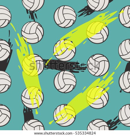 Volleyball seamless pattern for boy. Sports balls on background.