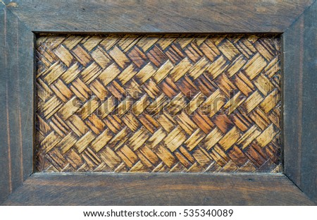 pattern of bamboo cross weave wood background frame