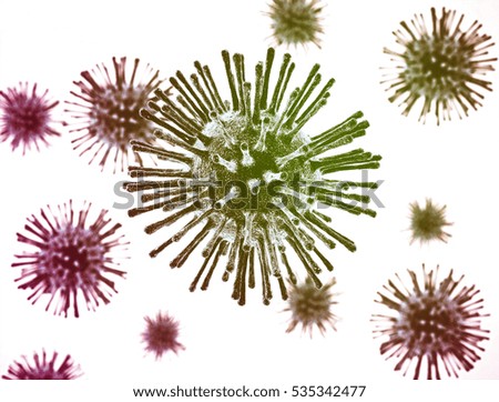 Bacteria under microscope, medical background. 3D render