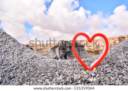Conceptual Photo Picture of an Heart Love Object in the Dry Desert