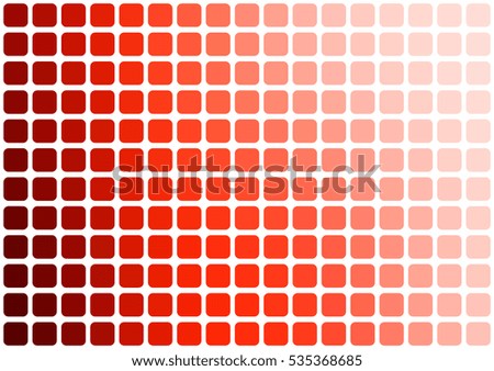 Vector abstract red mosaic background with rounded square tiles over white, horizontal format.