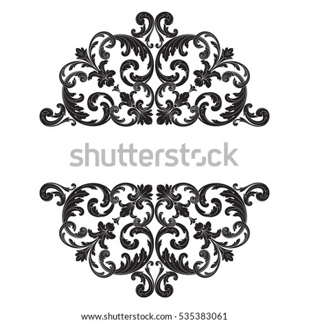 VIntage baroque ornament retro pattern antique style acanthus. Decorative design element filigree calligraphy vector. You can use for wedding decoration of greeting card and laser cutting.