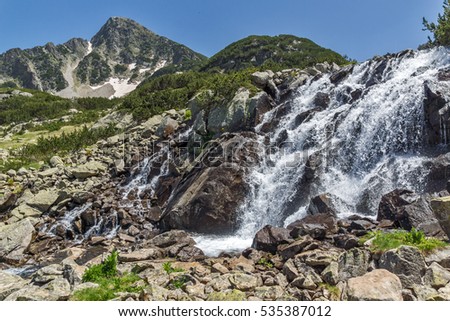 Waterfall and Sivrya peak, Pirin Mountain, Bulgaria