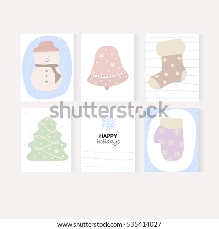Christmas Postmark Collection. Vector Illustration