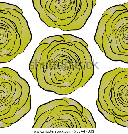 Hand drawn background with dogrose flowers. Abstract yellow and neutral roses sketch. Vintage dog rose pattern. Flower background. Flower card with dog rose. Flower seamless pattern. Wild rose design.