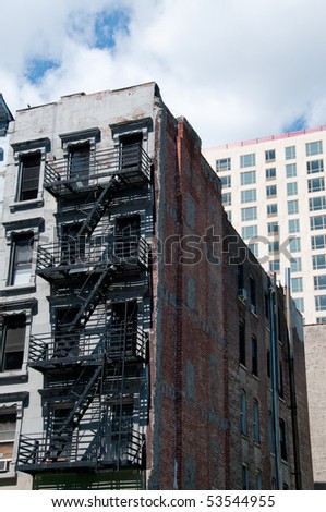 Building Exterior and Fire Escape in New York City