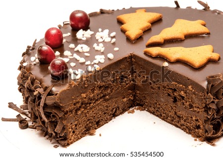 Birthday dark chocolate cake close up dessert