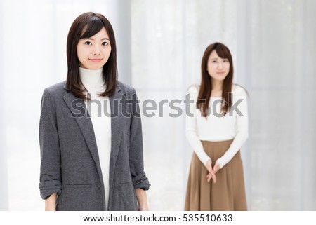 portrait of young asian women in the living room