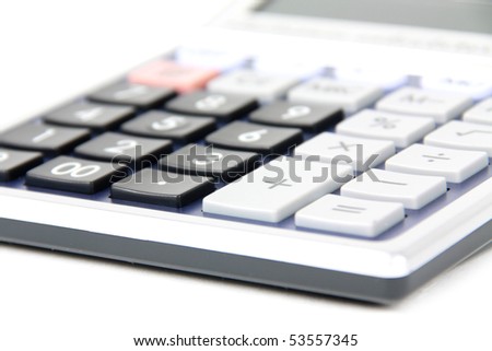 Calculator closeup on white background