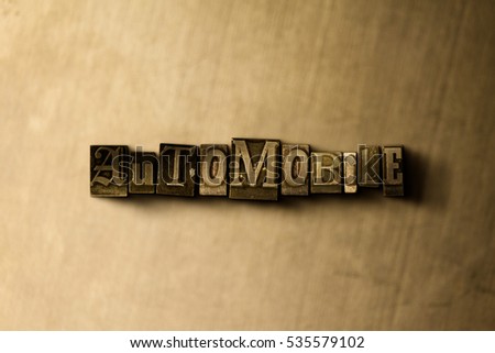AUTOMOBILE - close-up of grungy vintage typeset word on metal backdrop. Royalty free stock illustration.  Can be used for online banner ads and direct mail.