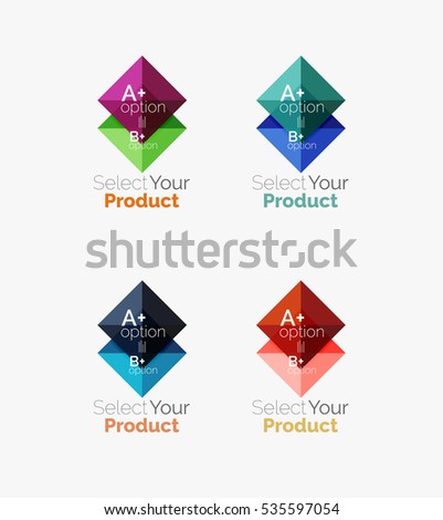 Set of color translucent squares abstract background templates or infographics with place for your content