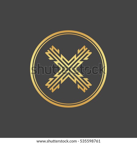 Abstract gold decorative element, pattern, cross