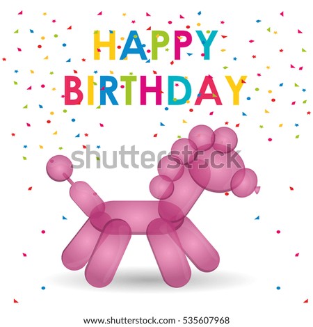 happy birthday pink balloon horse shape confetti