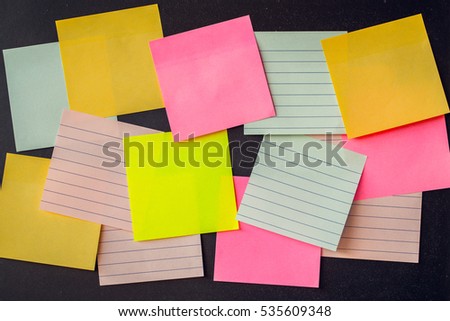 Abstract paper note on empty Blank chalkboard magnet. blank  sticker note empty space for add text.