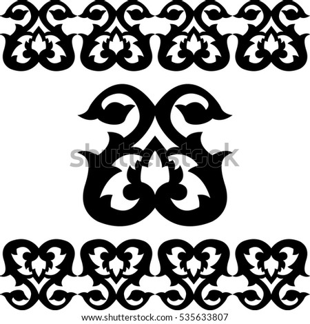 Black Swan Baroque Pattern Ornament Retro Style Engravings
