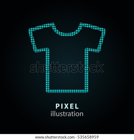 T-shirt - pixel icon. Vector Illustration. Design logo element. Isolated on black background. It is easy to change to any color.