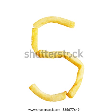 Letter S made of French fries. Alphabet of French fries. isolate on white
