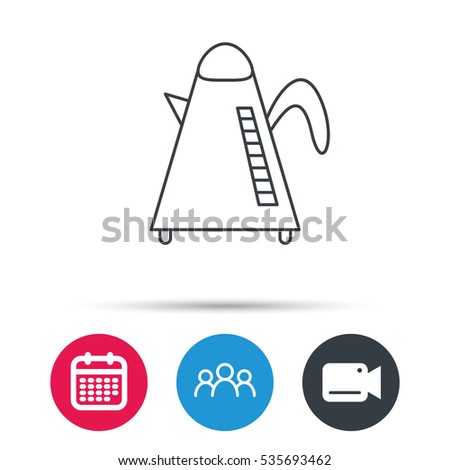Teapot icon. Kitchen kettle sign. Hot drink appliance tool. Group of people, video cam and calendar icons. Vector