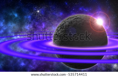 3D rendering. Concept or idea , planet in the universe reflective light Make up shadow .