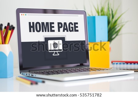 Home Page Icon Concept on Laptop Screen Royalty-Free Stock Photo #535751782