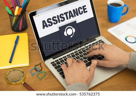 Assistance Icon Concept on Laptop Screen