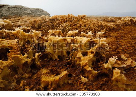Salt texture inside Dallol volcanic crater in Danakil depression, Afar, Ethiopia