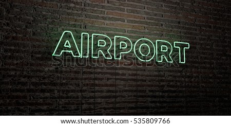 AIRPORT -Realistic Neon Sign on Brick Wall background - 3D rendered royalty free stock image. Can be used for online banner ads and direct mailers.
