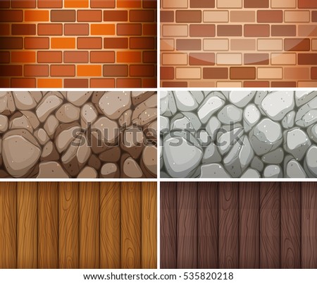 Background pattern with bricks and woods illustration