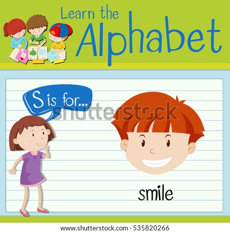Flashcard letter S is for smile illustration