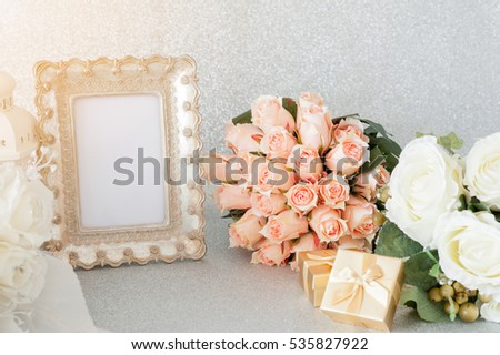 Elegant photo frames Place the flowers Background Glitter
