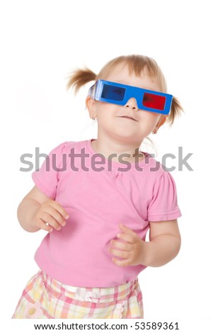 photo shot of little girl with 3D glasses