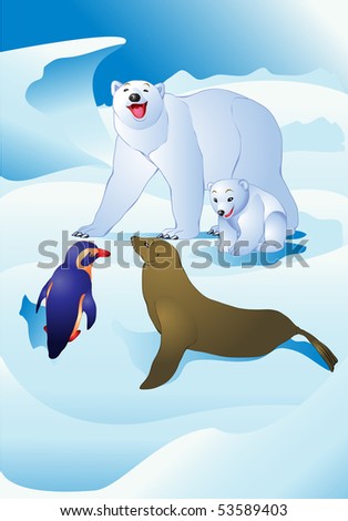vector illustration, north pole picture, cartoon concept.