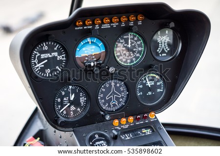 Helicopter Cockpit Flight Instrument Panel Gauges Royalty-Free Stock Photo #535898602