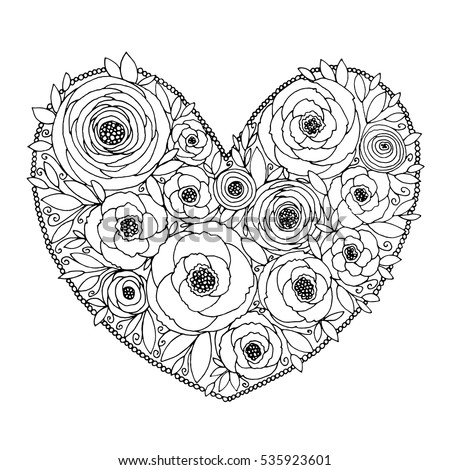 Doodle flower heart