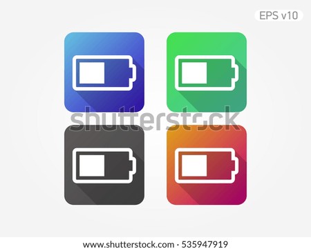 Colored icon of battery icon symbol with shadow