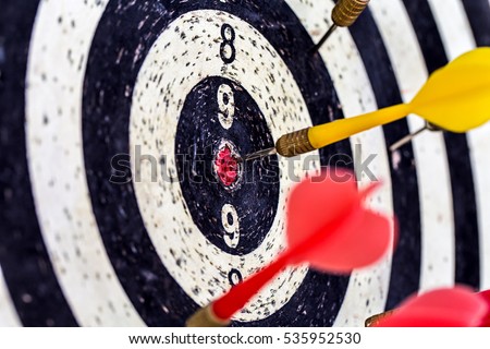 old dart target with arrows ,Image for target marketing solution concept.