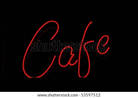 Cafe Store Sign in Red with Black Background