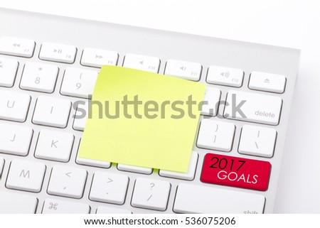 2017 Goals written on computer keyboard.