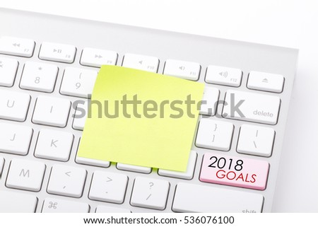 2018 Goals written on computer keyboard.