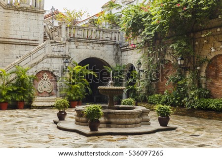 Colonial courtyard interior in philippines manila Royalty-Free Stock Photo #536097265