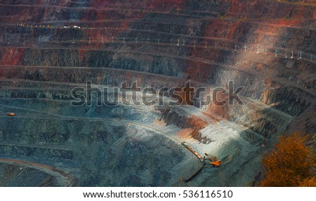 large quarry mining of iron ore Royalty-Free Stock Photo #536116510