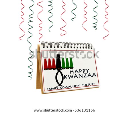 Happy Kwanzaa Calendar Family Community Culture Ribbons isolated on white background