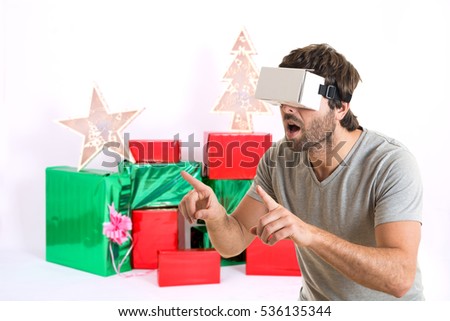 man using virtual reality goggles
