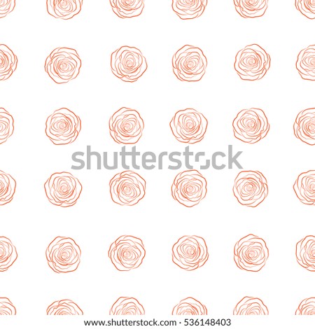 Roses silhouette. Vector illustration. Trendy floral seamless pattern in orange colors.