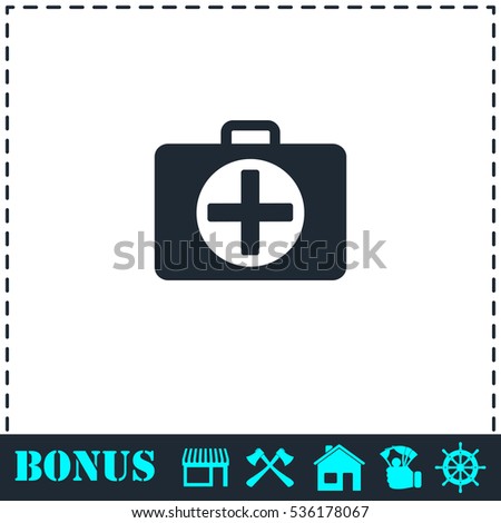 First aid kit icon flat. Simple vector symbol and bonus icon