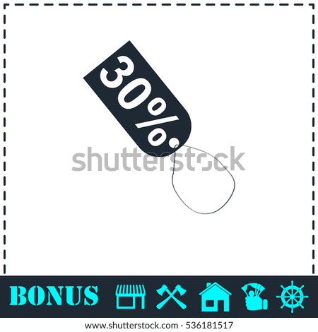 30 percent discount icon flat. Simple vector symbol and bonus icon