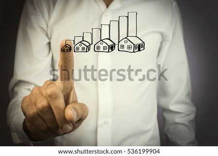 human  by holding a house and percent sign